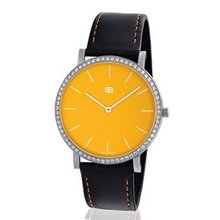 SOB1033/DIA SOB Steel with Tangerine Dial & Full Diamond Bezel