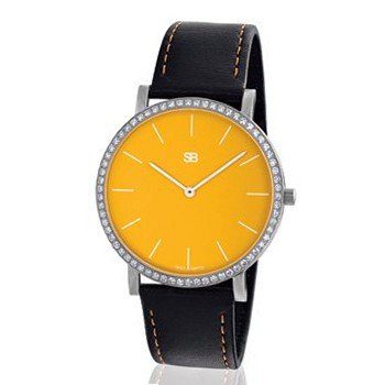 SOB1033/DIA SOB Steel with Tangerine Dial & Full Diamond Bezel