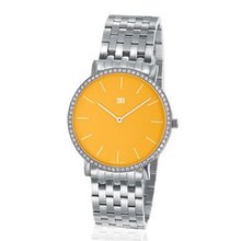 SOB1033/DIA Steel Blaze , Tangerine Dial, Full Diamond Bezel, Steel Bracelet