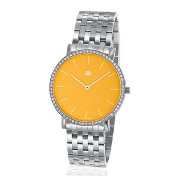 SOB1033/DIA Steel Blaze , Tangerine Dial, Full Diamond Bezel, Steel Bracelet