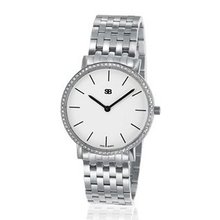 SOB1101/DIA Steel Blaze , White Dial, Full Diamond Bezel, Steel Bracelet