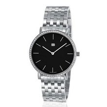 SOB1102/DIA Steel Blaze Ladies , Black Dial, Full Diamond Bezel, Steel Bracelet