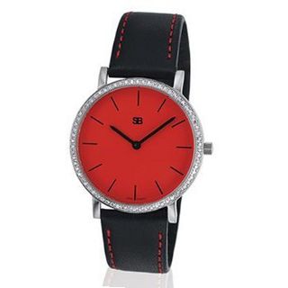 SOB1105/DIA Steel Blaze Ladies with Red Dial & Full Diamond Bezel