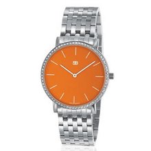 SOB1108/DIA Steel Blaze Ladies , Orange Dial, Full Diamond Bezel, Steel Bracelet