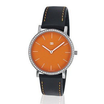 SOB1108/DIA Steel Blaze Ladies with Orange Dial & Full Diamond Bezel