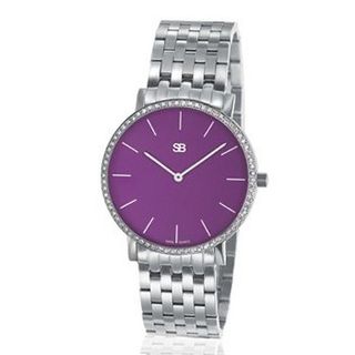 SOB1114/DIA Steel Blaze Ladies , Purple Dial, Full Diamond Bezel, Steel Bracelet