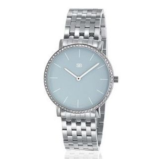 SOB1116/DIA Steel Blaze Ladies , Sky Blue Dial, Full Diamond Bezel, Steel Bracelet