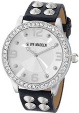Steve Madden SMW00010-04 Black Silver Cone Stud Strap
