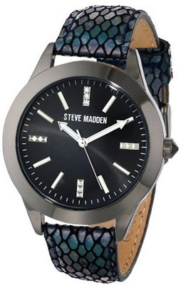 Steve Madden SMW00027-04 Metallic Black Python Textured Leather Strap