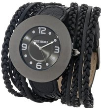 Steve Madden SMW00039-03 Black Faux Leather Braided Strap
