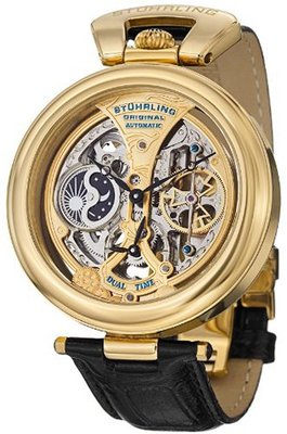 Stuhrling Original 127A.333531 Special Reserve Emperor's Grandeur Automatic Skeleton Dual Time Gold Tone Dial