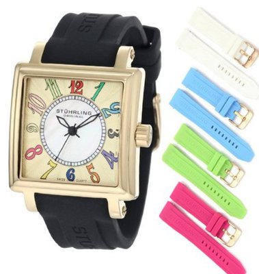 Stuhrling Original 149L3.123631 Vogue Ozzie Dream Swiss Quartz Mother-Of-Pearl Black Strap Set