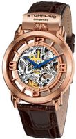 Stuhrling Original 165F.334K14 "Classic Winchester General" 16k Rose Gold-Plated Stainless Steel and Brown Leather Automatic Skeleton