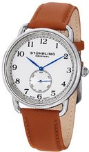 Stuhrling Original 207.01 Classic Cuvette Decor Swiss Quartz Brown Leather Strap
