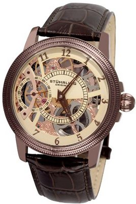 Stuhrling Original 228.3365K77 Symphony Saturnalia Brumalia Mechanical Skeleton Brown
