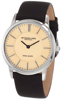 Stuhrling Original 238.321K43 Classic Ascot Newberry Swiss Quartz Super Slim Brown Leather Strap