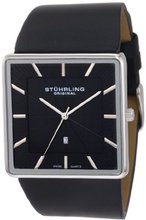 Stuhrling Original 342.33151 Classic Ascot Saratoga Swiss Quartz Ultra Slim Date Black Leather Strap