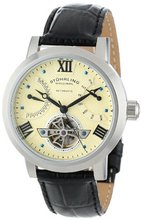 Stuhrling Original 372.331515 Classic Traveler Vicarius Automatic Skeleton Day and Date Black Leather Strap