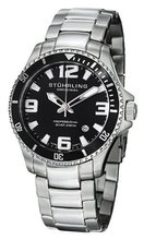 Stuhrling Original 395.33B11 Aquadiver Regatta Champion Professional Diver Swiss Quartz Date Black Bezel