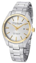 Stuhrling Original 414.33312 Classic Ascot Prime Stainless Steel Bracelet with Gold-Tone Bezel