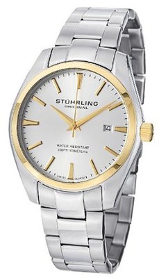 Stuhrling Original 414.33312 Classic Ascot Prime Stainless Steel Bracelet with Gold-Tone Bezel