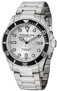 Stuhrling Original 417.01 Aquadiver Regatta Espora Swiss Quartz Professional Diver Stainless Steel Bracelet