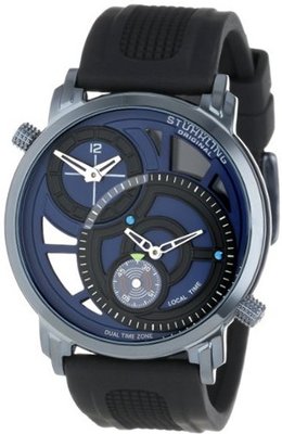 Stuhrling Original 503.33X66 Symphony Eclipse Horizon Swiss Quartz Dual Time Blue