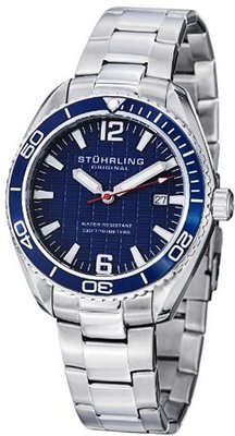 Stuhrling Original 515.03 "Aquadiver Regatta Endeavor" Swiss Quartz Date Blue Dial Stainless Steel Dress