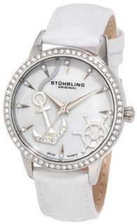 Stuhrling Original 520.1115P7 Vogue Audrey Verona Del Mar Swiss Quartz Mother-Of-Pearl Swarovski Crystal White