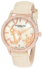 Stuhrling Original 520.1145S94 Vogue Audrey Verona Del Mar Swiss Quartz Mother-Of-Pearl Swarovski Crystal Beige