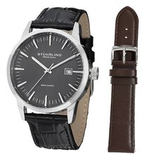 Stuhrling Original 555A.02 Classic Ascot II Swiss Quartz Date Grey Dial Strap Set