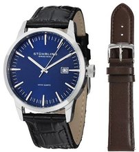 Stuhrling Original 555A.04 Classic Ascot II Swiss Quartz Date Blue Dial Strap Set