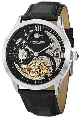 Stuhrling Original 571.33151 Classic Winchester Tempest II Automatic Skeleton Dual Time Zone Black Dial