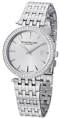 Stuhrling Original 579.01 Soiree Tiara Swiss Quartz Swarovski Silver Dial Date