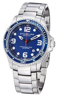 Stuhrling Original 593.332U16 Aquadiver Grand Regatta Swiss Quartz Diver Date Blue