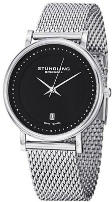 Stuhrling Original 734GM.02 Ascot "Casatorra Elite" Stainless Steel Mesh Black Dial