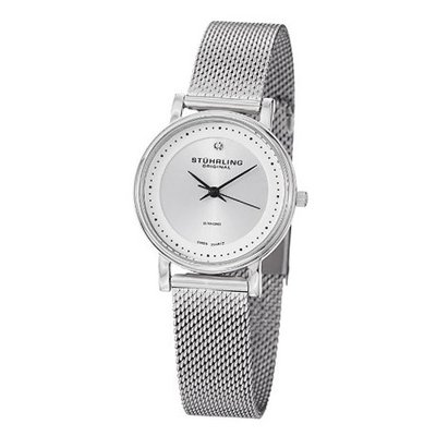 Stuhrling Original 734LM.01 Ascot "Casatorra Elite" Stainless Steel Mesh with Diamond Accent