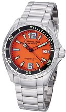 Stuhrling Original 382.331117 Prestige Swiss Regatta Captain Quartz Diver Date Orange Dial