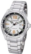 Stuhrling Original 382.33112 Prestige Swiss Regatta Captain Quartz Diver Date Silver Dial
