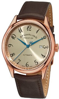 Stuhrling Prestige 171B2.3345K54 Prestige Classic Swiss Made Cuvette Automatic Date Brown