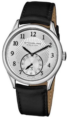 Stuhrling Prestige 171B3.33152 Prestige Swiss Made Adamant Automatic Date Silver Tone