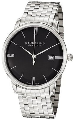Stuhrling Prestige 307B.33111 Prestige Swiss Made Kingston Grand Quartz Date Ultra Slim Stainless Steel Bracelet