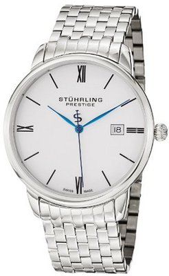Stuhrling Prestige 307B.33112 Prestige Swiss Made Kingston Grand Quartz Date Ultra Slim Stainless Steel Bracelet