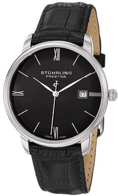 Stuhrling Prestige 307L.33151 Prestige Swiss Made Kingston Quartz Date Ultra Slim Black