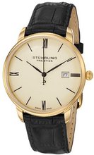 Stuhrling Prestige 307L.333515 "Kingston" 23k Gold-Plated with Black Leather Strap