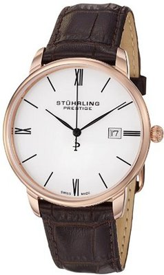 Stuhrling Prestige 307L.334K2 Prestige Swiss Made Kingston Quartz Date Ultra Slim Brown
