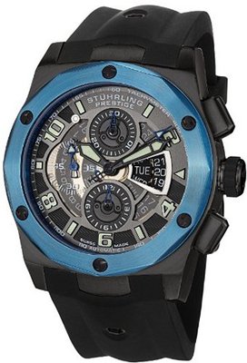 Stuhrling Prestige 311B.33U61 Prestige Swiss Made Automatic Valjoux 7750 Columbiad Chronograph Multi-Function Blue