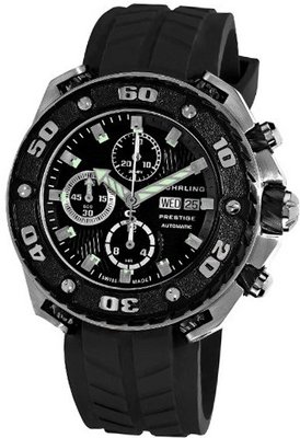 Stuhrling Prestige 322A.33161 Prestige Swiss Made Automatic Valjoux 7750 Maverick Chronograph Multifunction Black