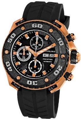 Stuhrling Prestige 322A.33461 Prestige Swiss Made Automatic Valjoux 7750 Maverick Chronograph Multifunction Rose Tone