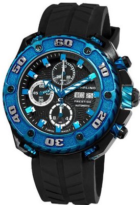 Stuhrling Prestige 322A.33X61 Prestige Swiss Made Automatic Valjoux 7750 Maverick Chronograph Multifunction Blue IP